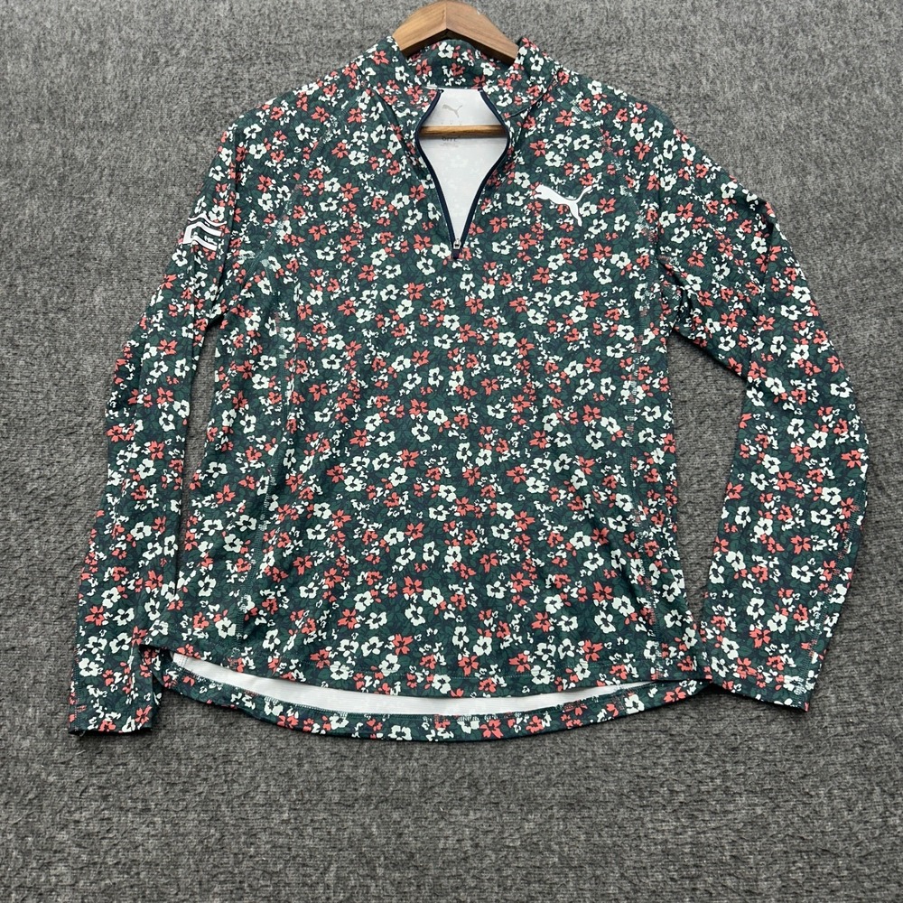 Puma Womens YouV 1/4 Zip Long Sleeve Golf Shirt SPF M Floral